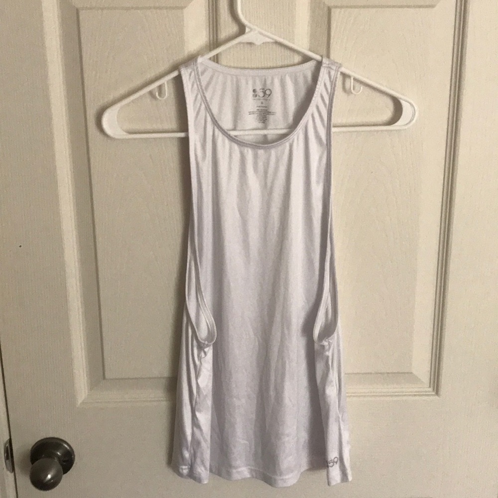 Pearl white tank with sleeveless detail